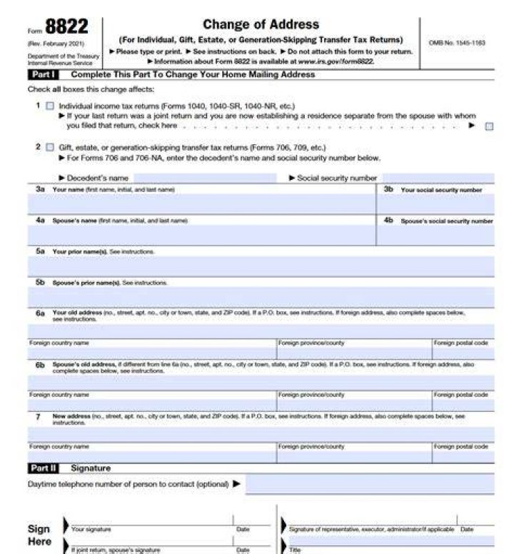 Where do I send my change of address form 8822?