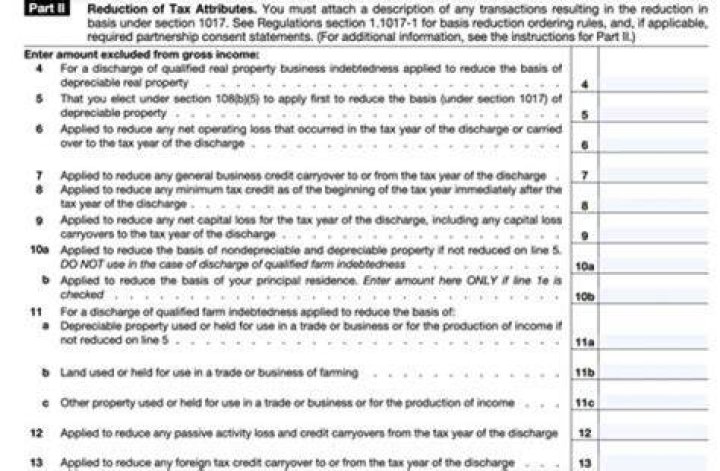 Where is the election made to first apply tax attributes to reduce the basis of depreciable property?