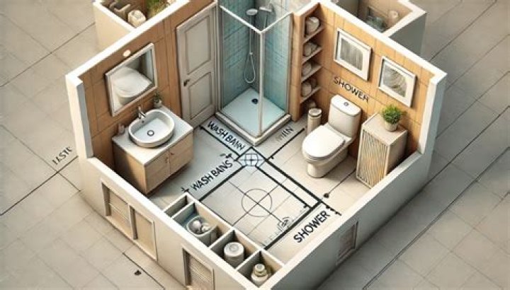 Where should a toilet be placed in a bathroom?