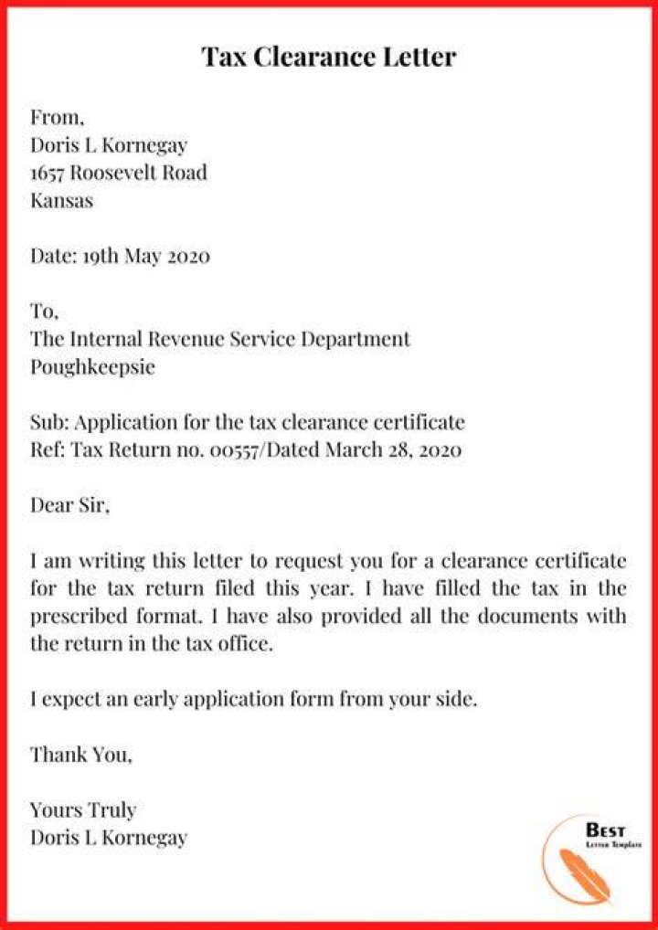 Which is an example of a tax letter?