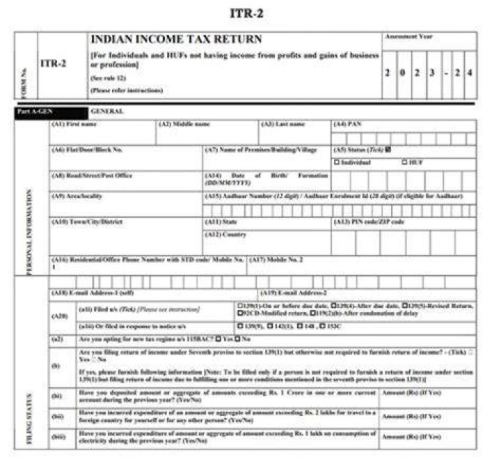 Which ITR form for two house property?