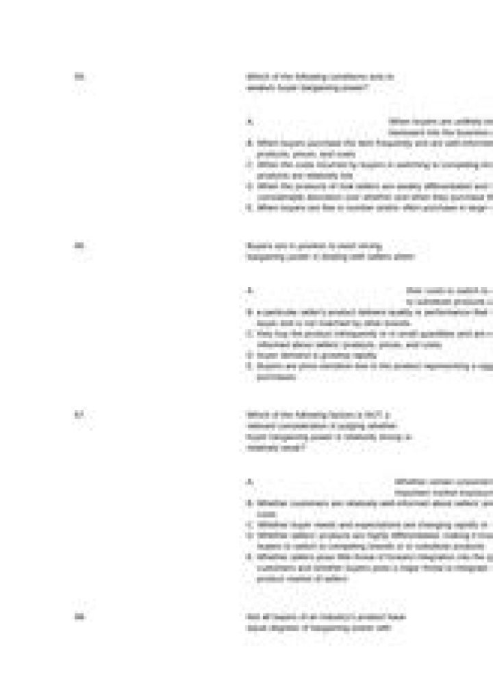 Which of the following conditions acts to weaken buyer bargaining power?