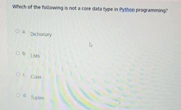 Which of the following option is not a core data type in the Python language?