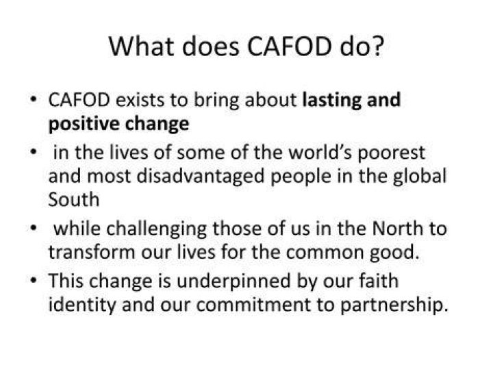 Who are CAFOD and what do they do?