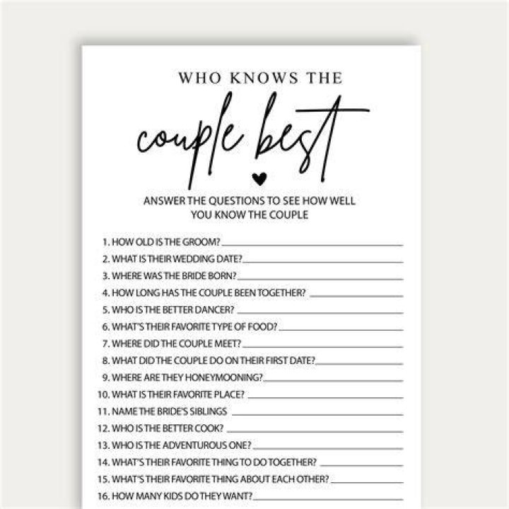 Who did what questions for couples?
