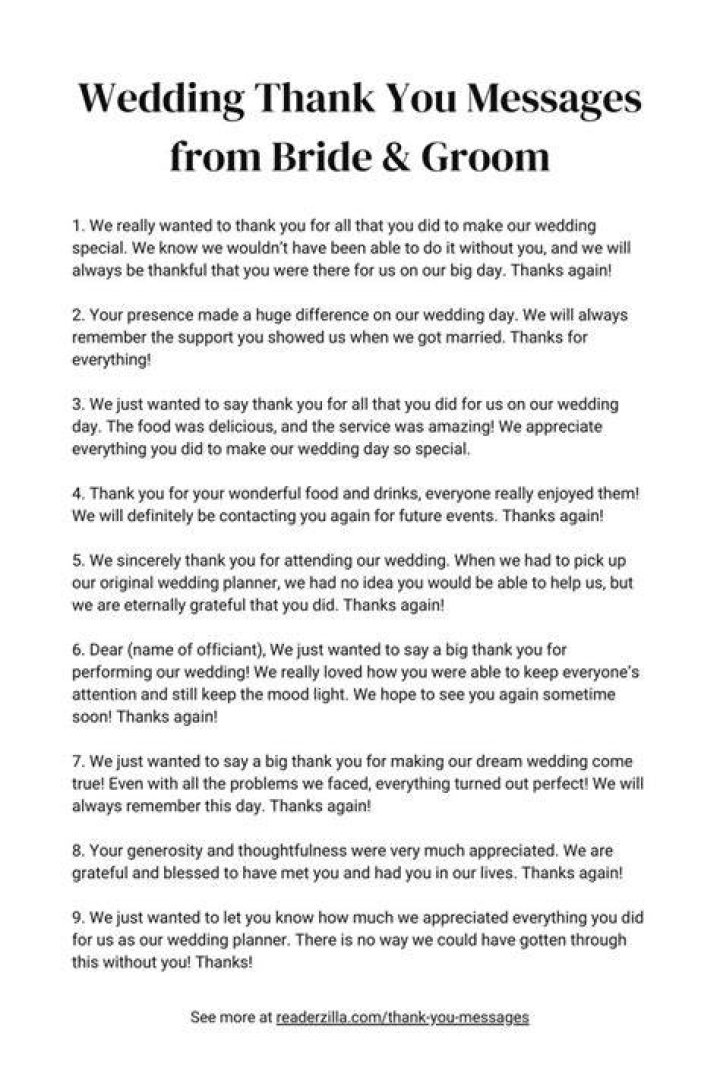 Who does the groom thank?