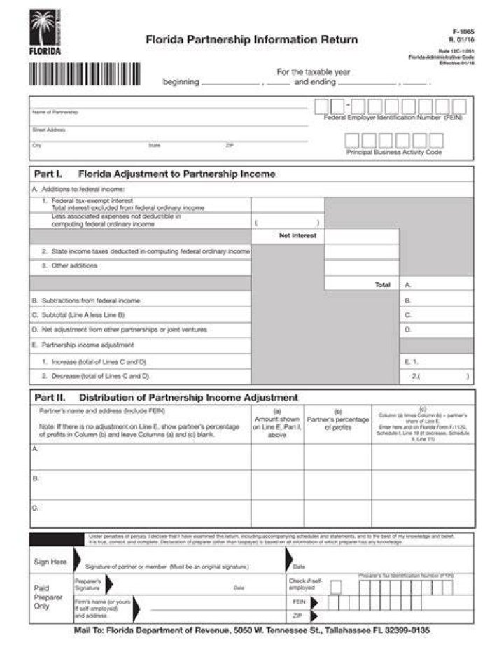Who files Florida F-1065?