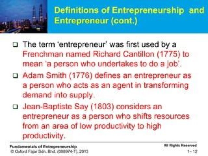 Who first used term entrepreneur?