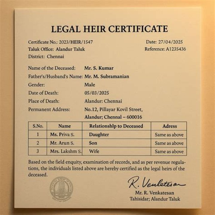 Who is legal heir for Sons property?