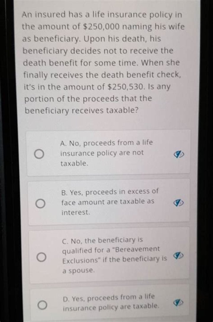 Who receives the proceeds from a life insurance policy?