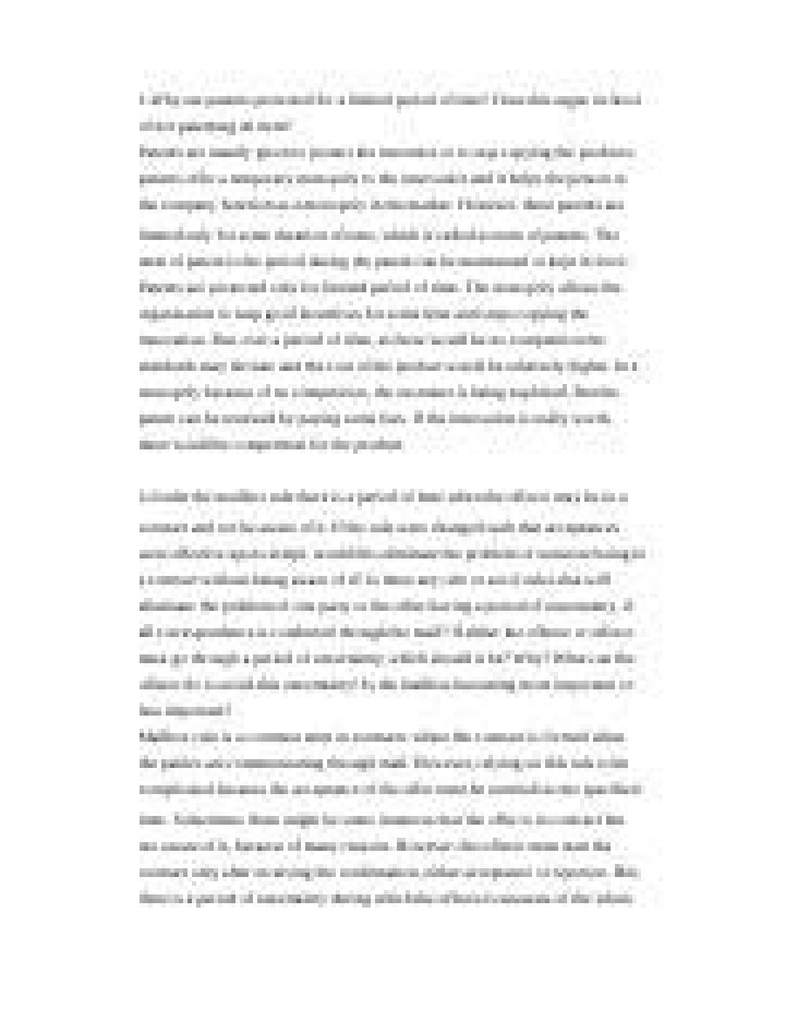 Why are patents protected for a limited period of time?