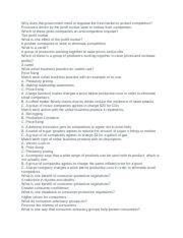 Why does the government need to regulate the free market to protect competition quizlet?