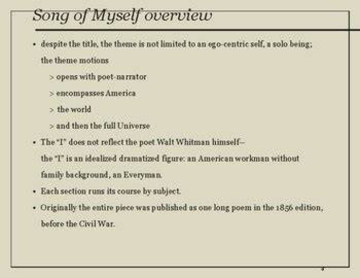 Why is a song for myself Transcendentalism?