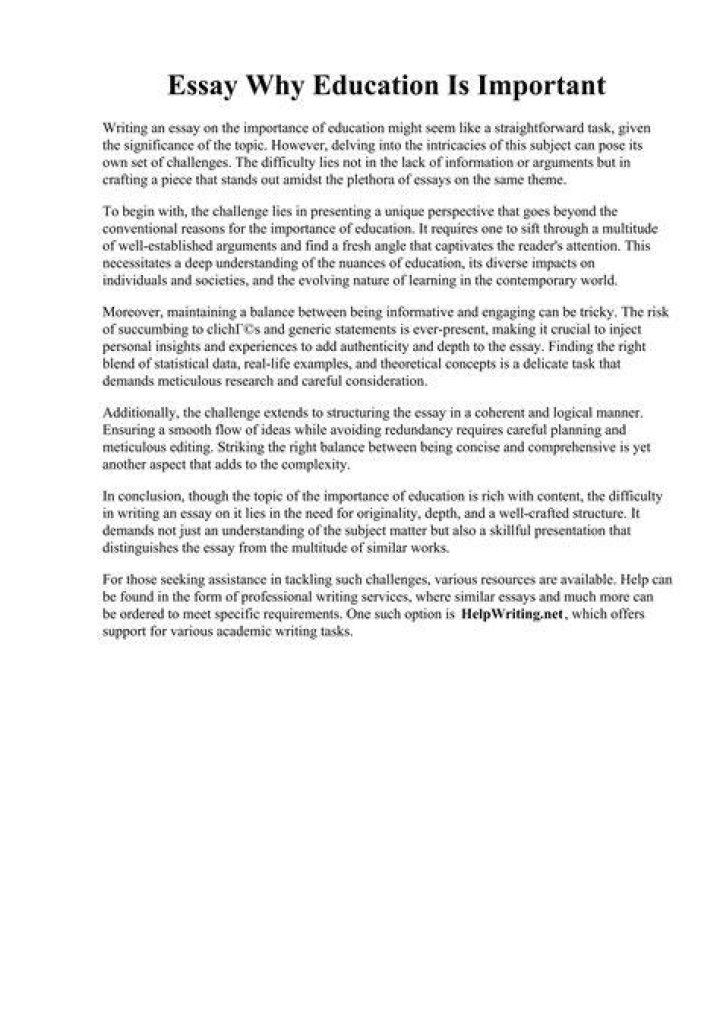 Why is education important in English essay?
