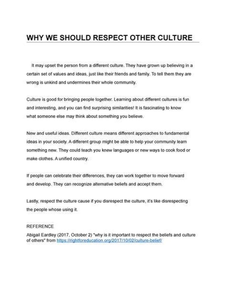 Why is it important to understand and respect other cultures?
