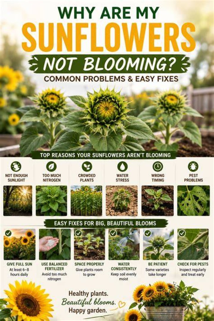 Why is my sunflower not blooming?