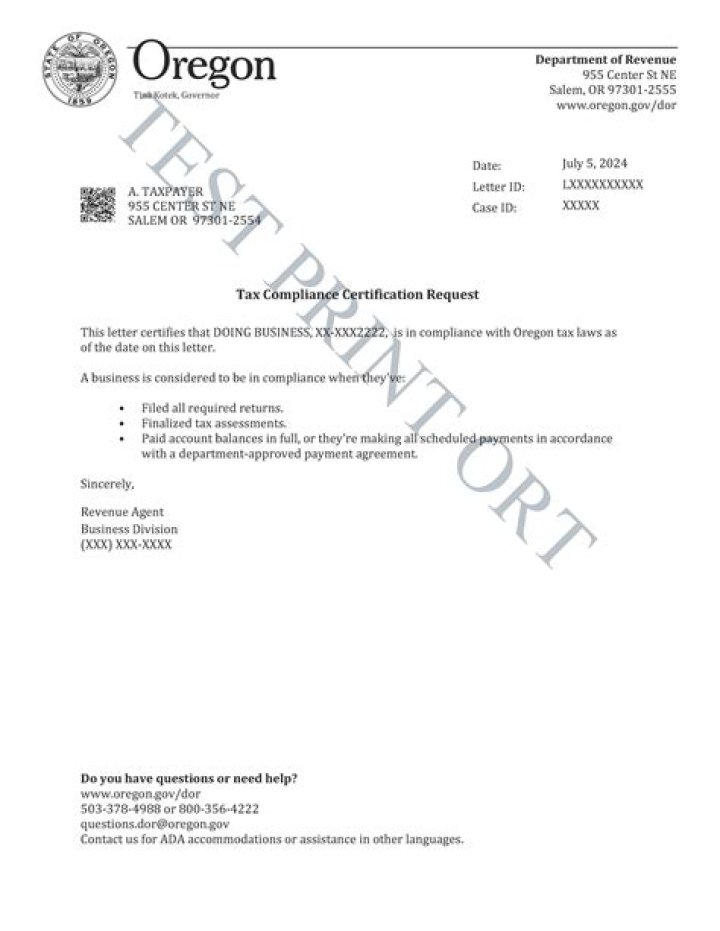 Why would I get a letter from the Oregon Department of Revenue?