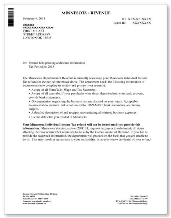 Why would Minnesota Department of Revenue send me a letter?